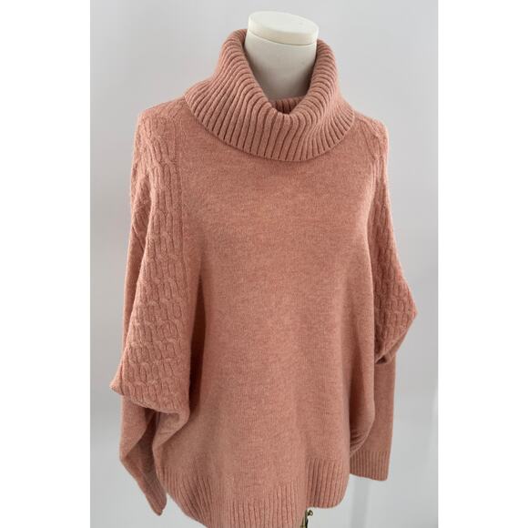 Topshop Tawny Peach Cowl Neck Sweater Batwing Turtleneck Slouchy 6 S M - Picture 2 of 8